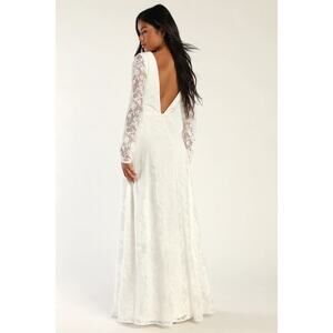 Lulus White Lace Backless Maxi Dress
